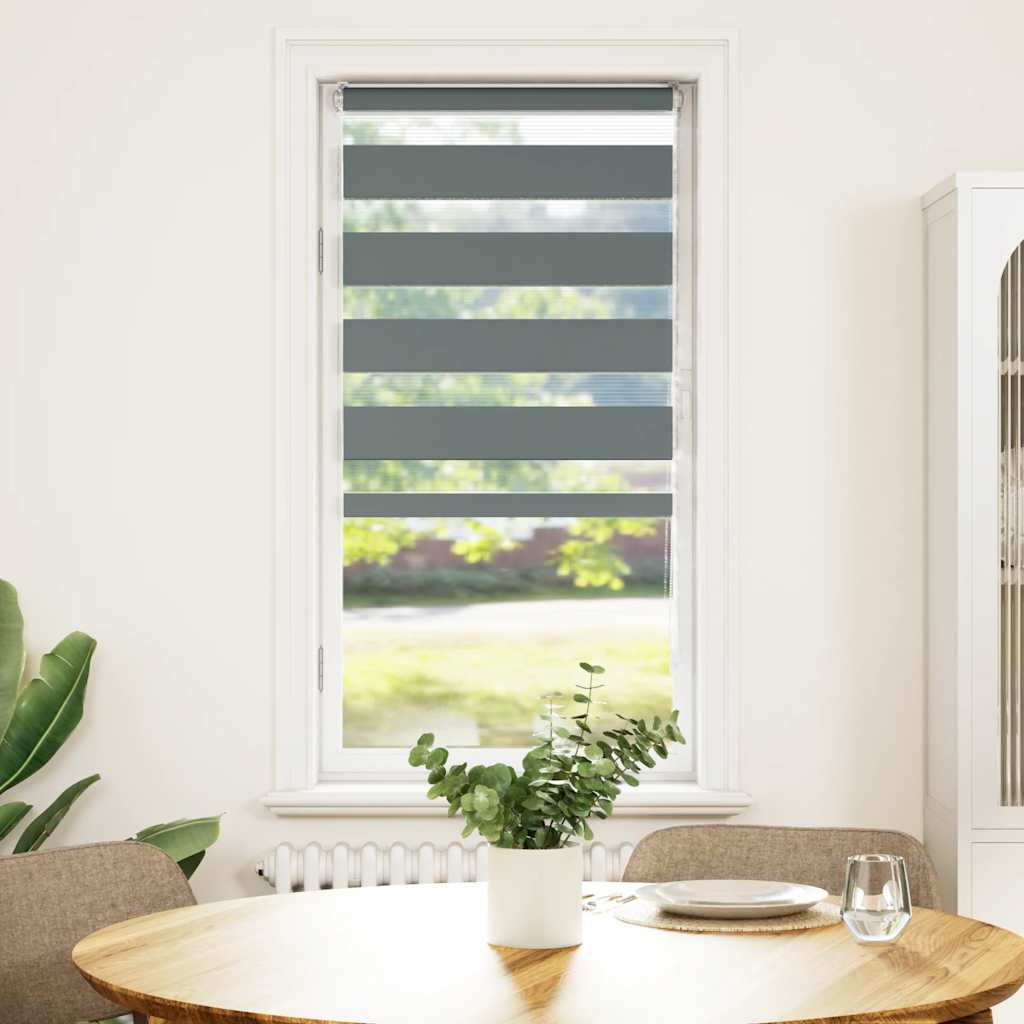 Double roller blind dark gray 65x100 cm fabric width 60.9 cm polyester
