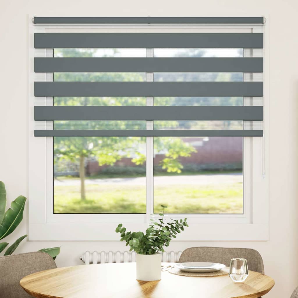 Double Roller Blind Dark Grey 150x150 cm Fabric Width 145.9 cm Polyester