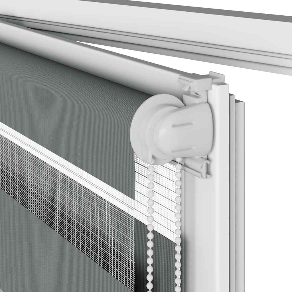 Double Roller Blind Dark Grey 150x150 cm Fabric Width 145.9 cm Polyester