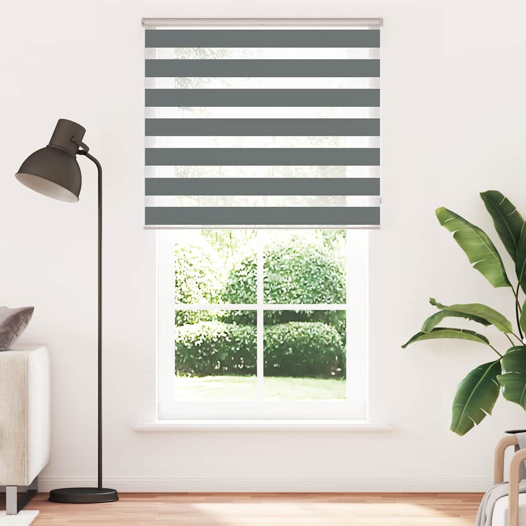 Store enrouleur double Gris foncé 135x200 cm Largeur tissu 130,9 cm Polyester