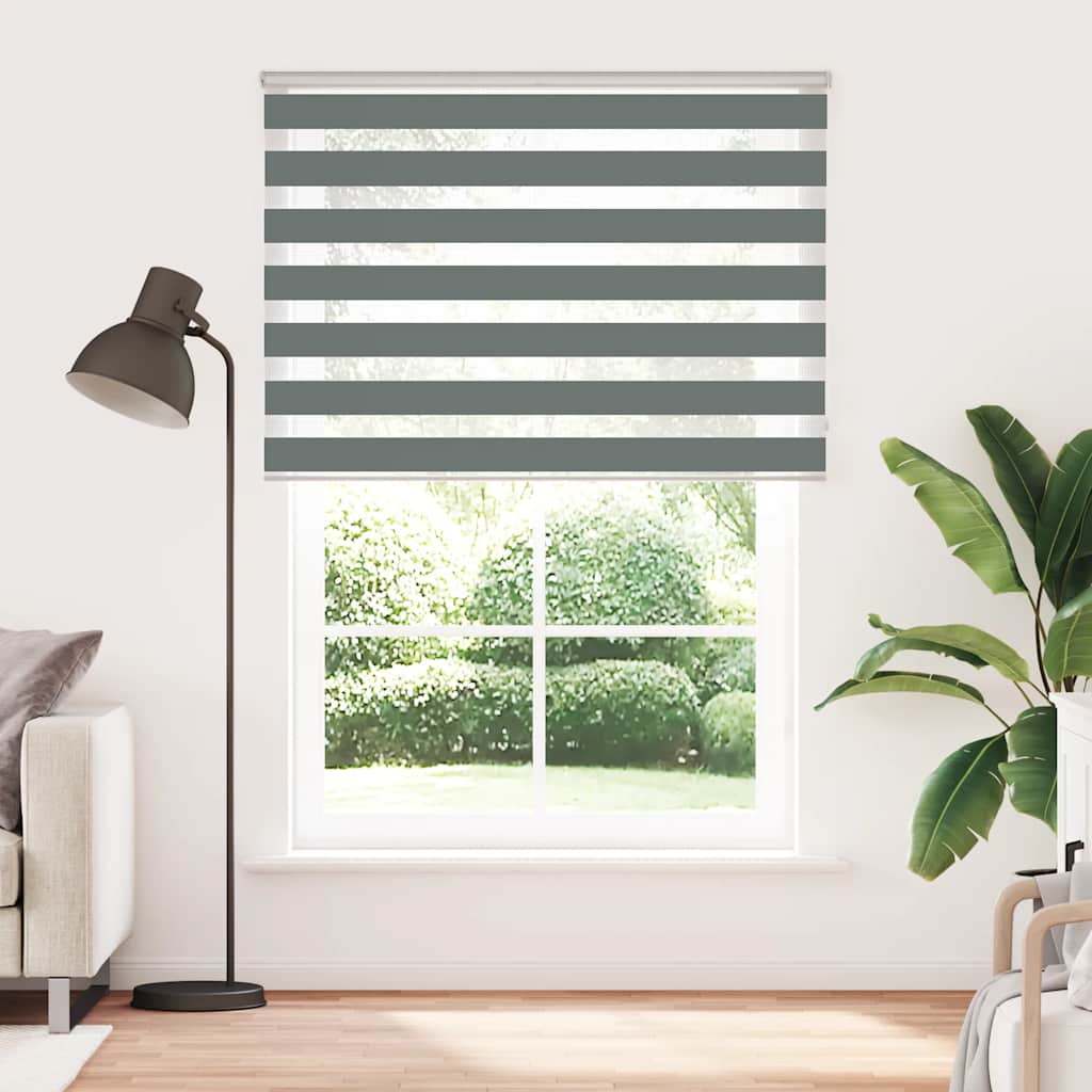 Double Roller Blind Dark Grey 155x200 cm Fabric Width 150.9 cm Polyester