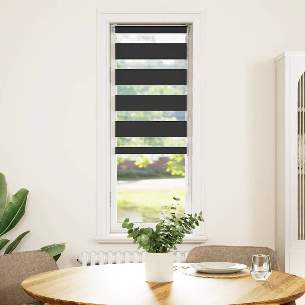 Doppelrollo Schwarz 50x150 cm Stoffbreite 45,9 cm Polyester