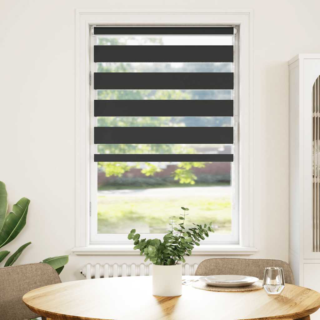 Doppelrollo Schwarz 85x150 cm Stoffbreite 80,9 cm Polyester
