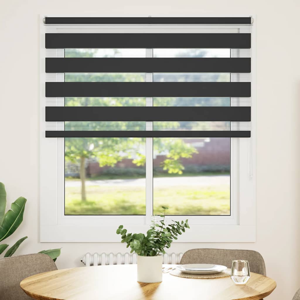 Double Roller Blind Black 125x150 cm Fabric Width 120.9 cm Polyester