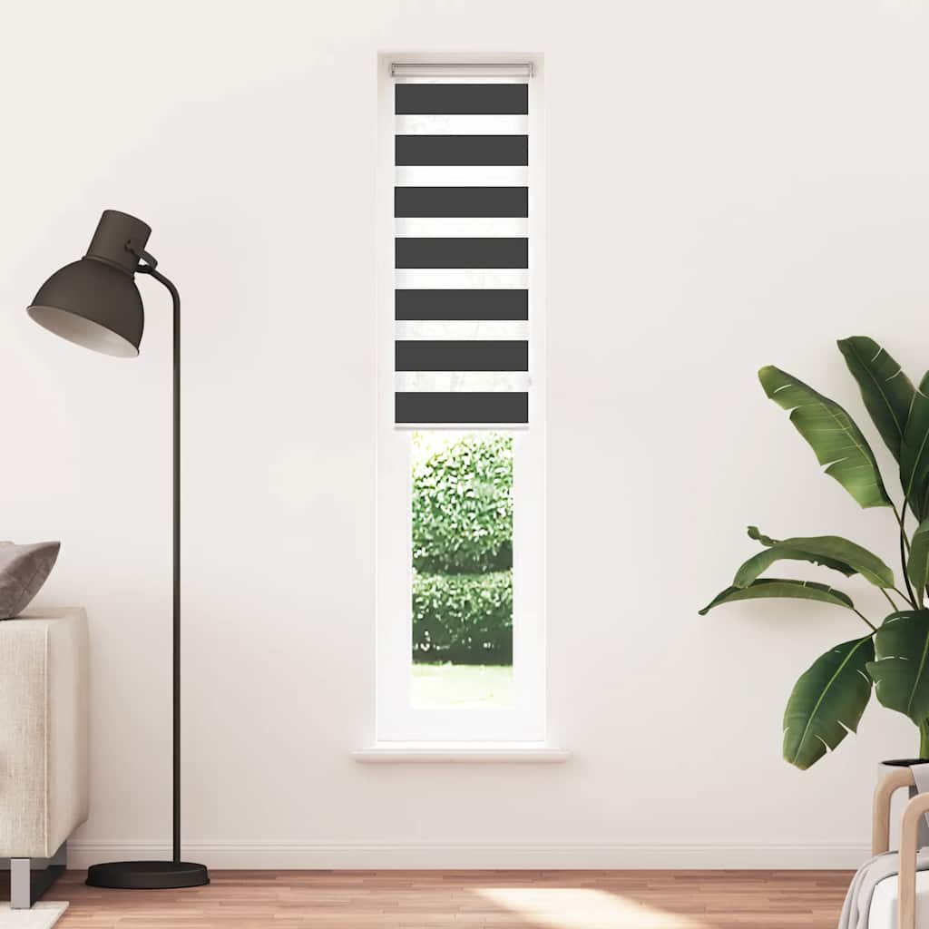 Dual Roller Blind Black 50x200 cm Fabric Width 45.9 cm Polyester