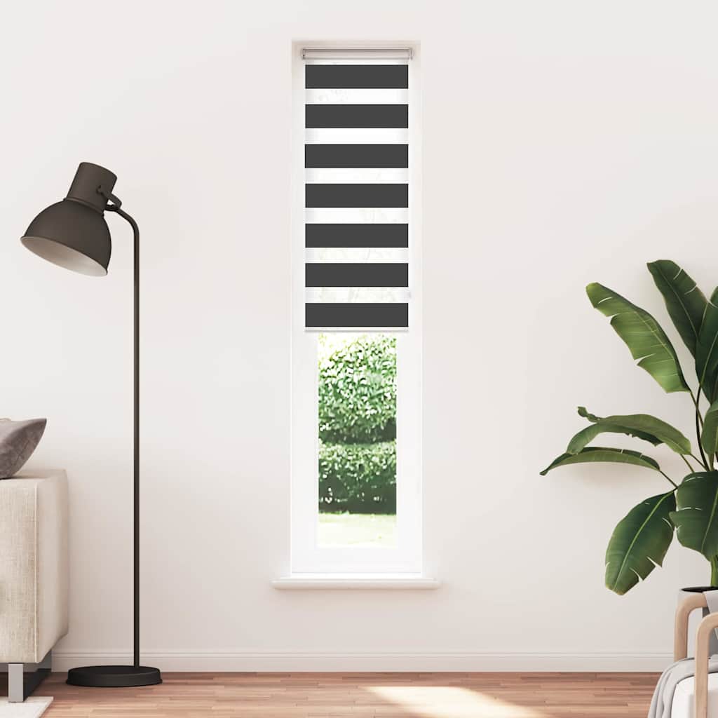 Black Double Roller Blind 45x230 cm Fabric Width 40.9 cm Polyester