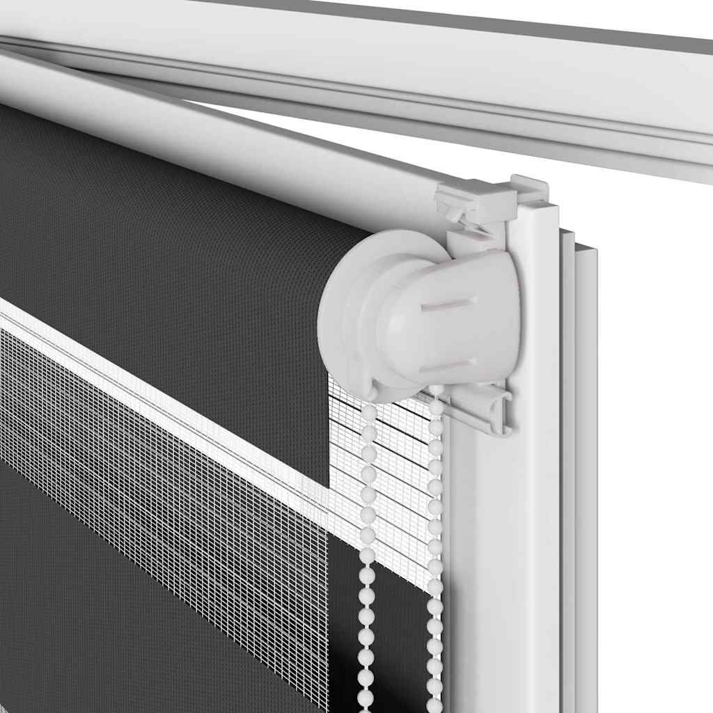 Black Double Roller Blind 45x230 cm Fabric Width 40.9 cm Polyester