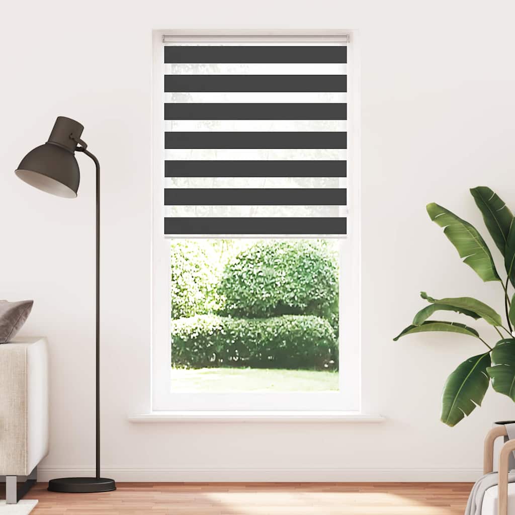 Doppelrollo Schwarz 100x230 cm Stoffbreite 95,9 cm Polyester