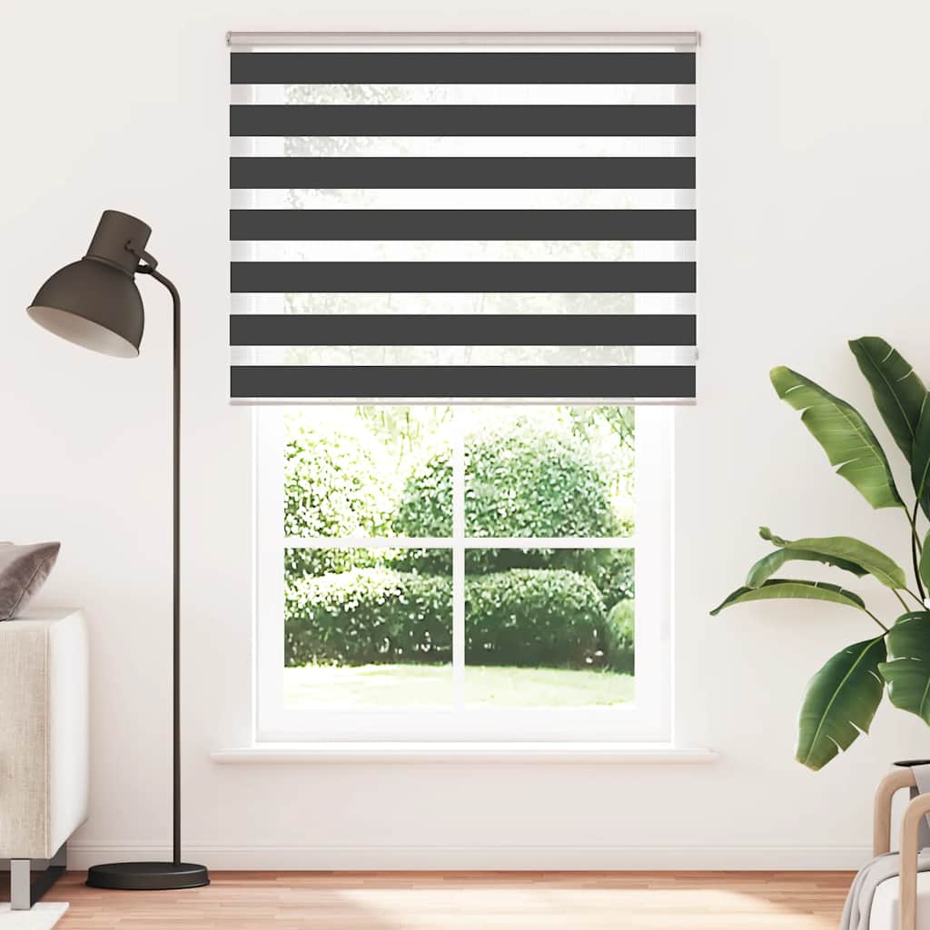 Store vénitien double noir 145x230 cm largeur du tissu 140,9 cm polyester