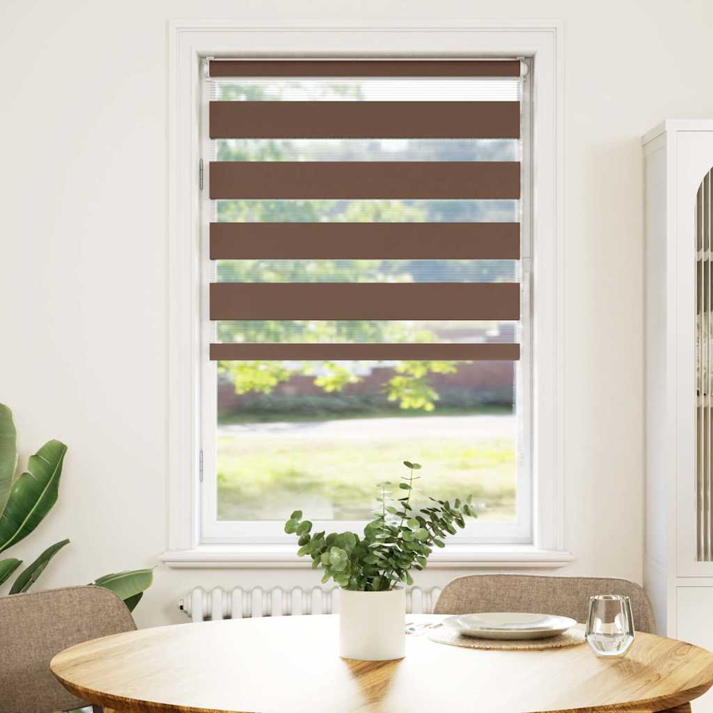 Store enrouleur double marron 80x100 cm largeur tissu 75,9 cm polyester