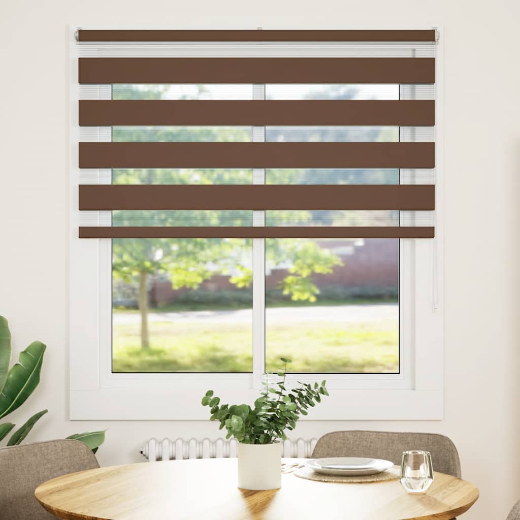Store enrouleur double marron 135x100 cm largeur tissu 130,9 cm polyester