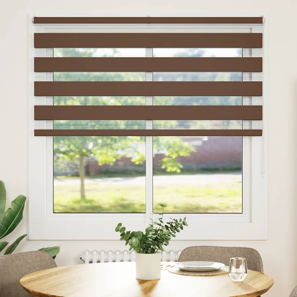 Store enrouleur double marron 145x100 cm Largeur du tissu 140,9 cm Polyester