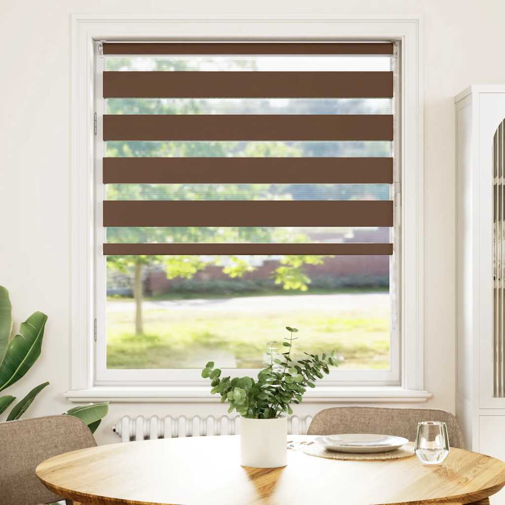 Double Roller Blind Brown 100x150 cm Fabric Width 95.9 cm Polyester