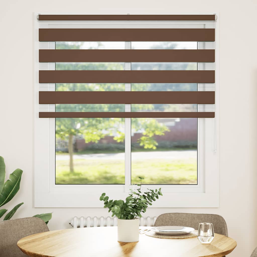 Double Roller Blind Brown 130x150 cm Fabric Width 125.9 cm Polyester
