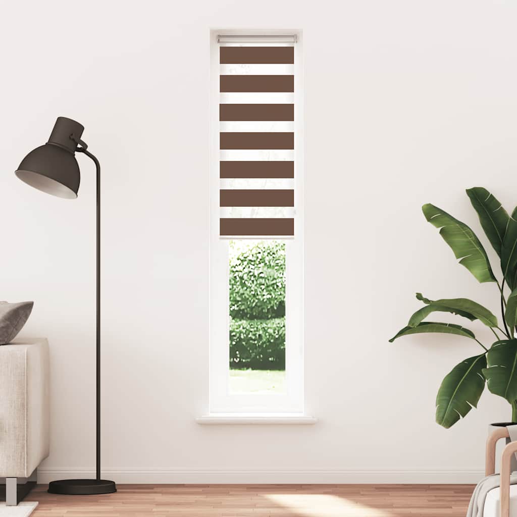Store double enrouleur marron 50x200 cm largeur tissu 45,9 cm polyester