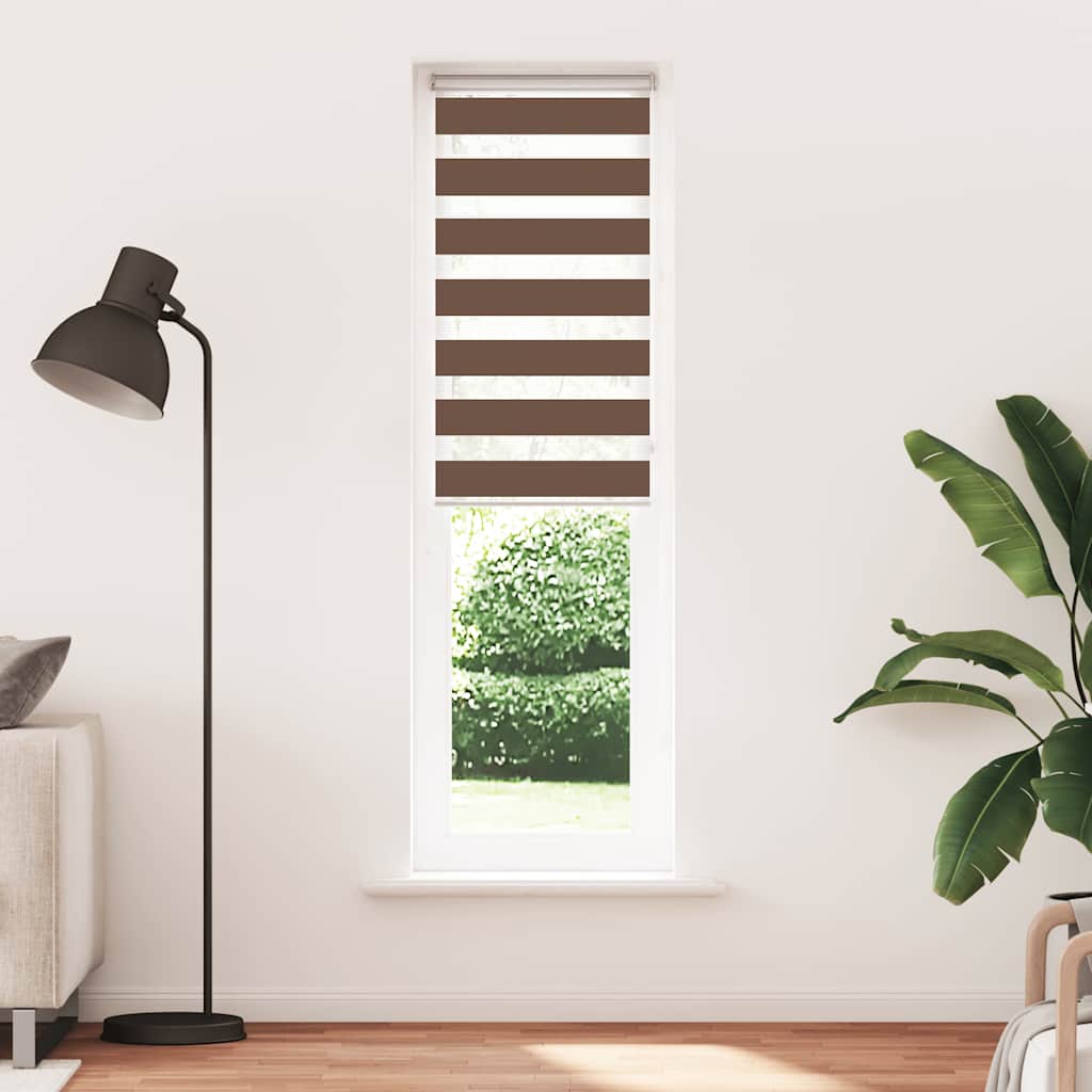 Double Roller Blind Brown 55x200 cm Fabric Width 50.9 cm Polyester