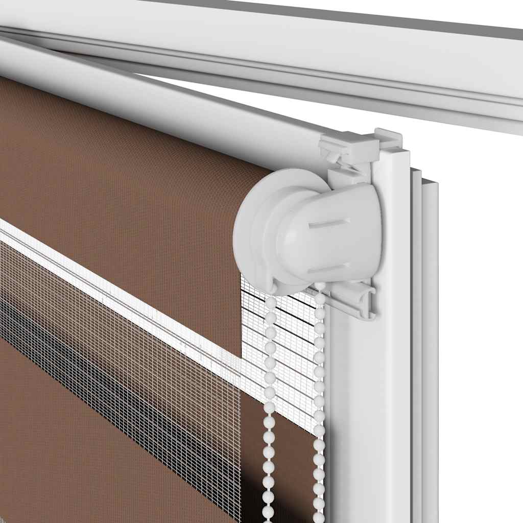 Store enrouleur double marron 130x200 cm largeur tissu 125,9 cm polyester