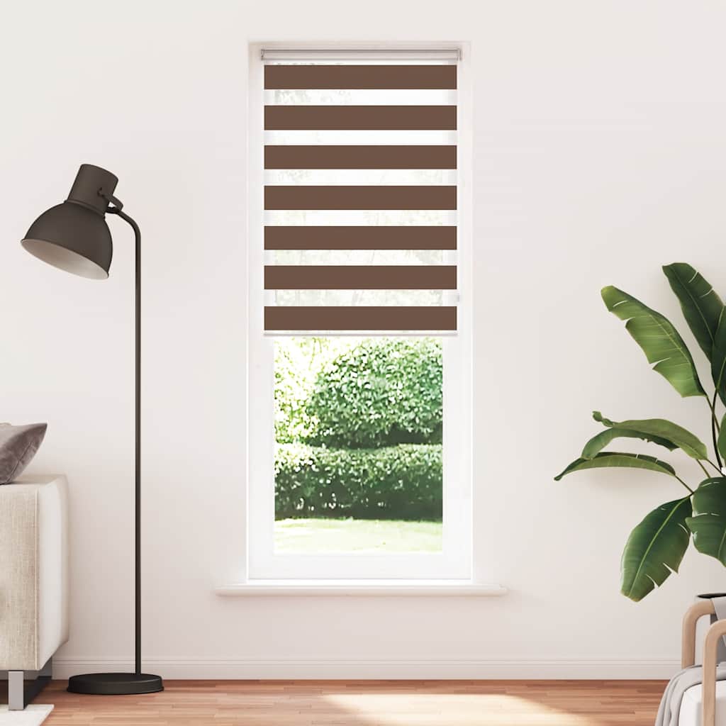 Double Roller Blind Brown 75x230 cm Fabric Width 70.9 cm Polyester