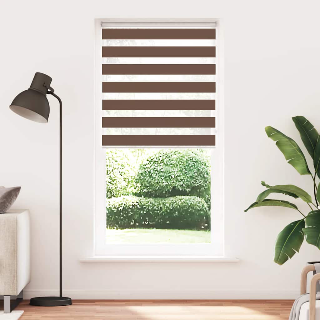 Store enrouleur double marron 100x230 cm largeur du tissu 95,9 cm polyester
