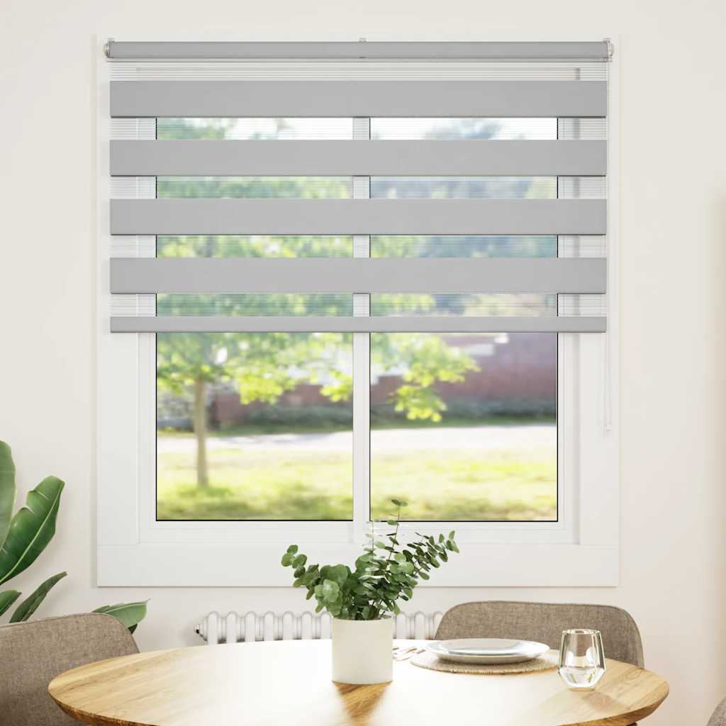 Store enrouleur double gris clair 130x100 cm Largeur de tissu 125,9 cm Polyester