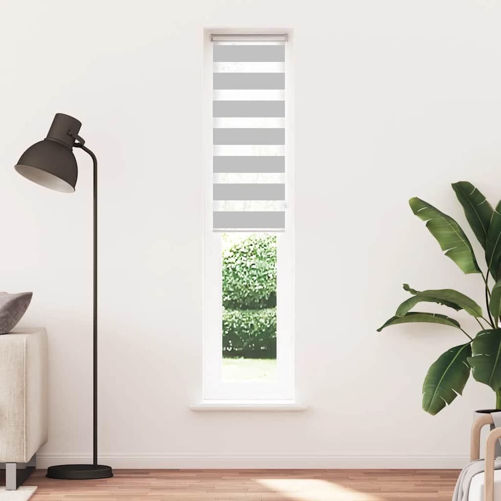 Double store enrouleur gris clair 50x200 cm Largeur du tissu 45,9 cm Polyester