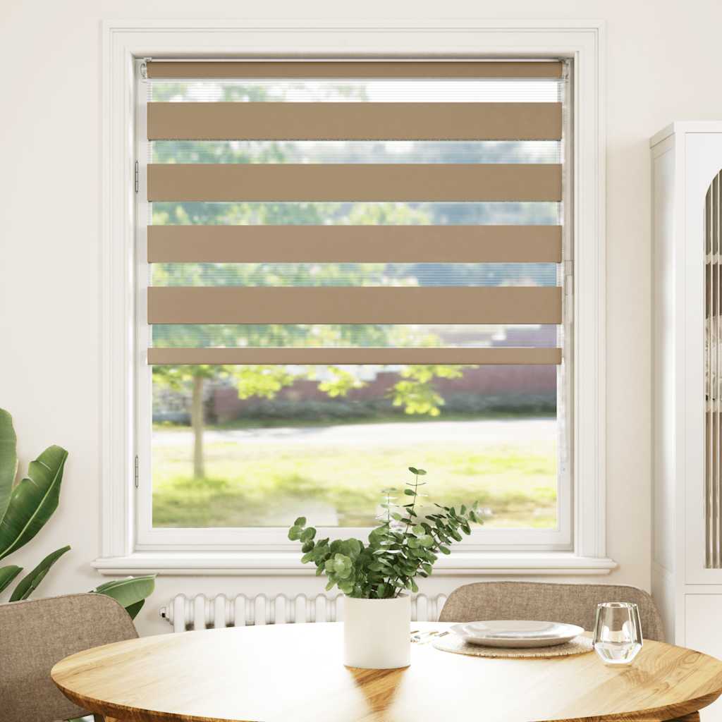 Double Roller Blind Sand Brown 105x100 cm Fabric width 100.9 cm Polyester