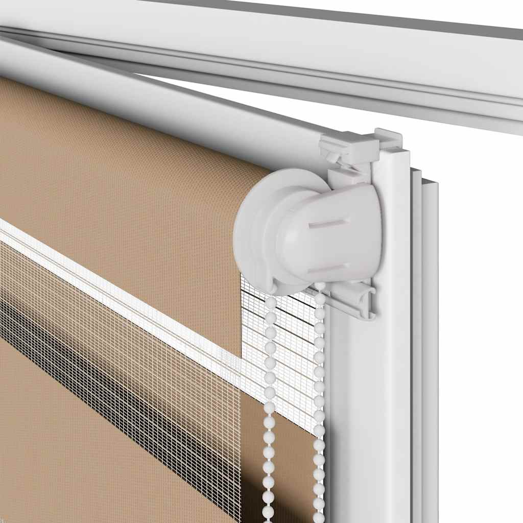 Double Roller Blind Sand Brown 105x100 cm Fabric width 100.9 cm Polyester