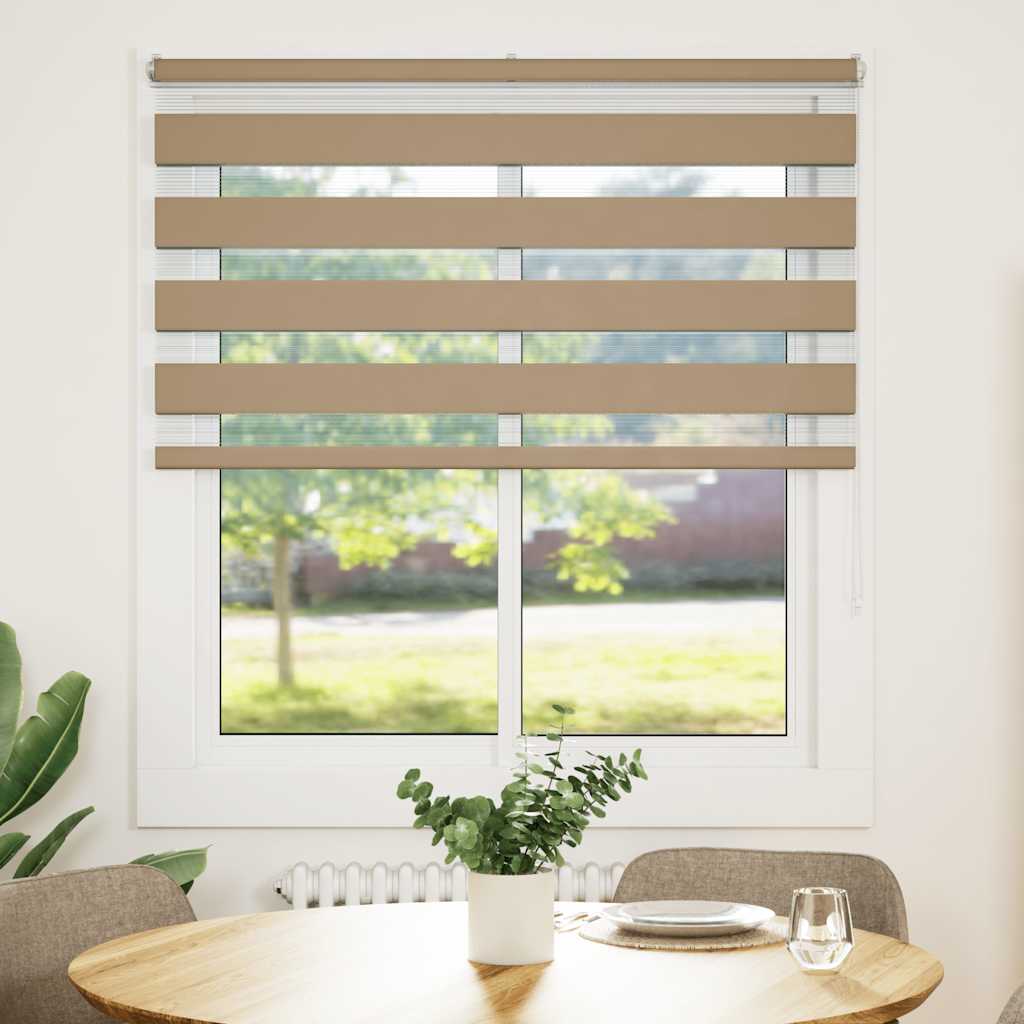 Double roller blind sand brown 120x100 cm fabric width 115.9 cm polyester