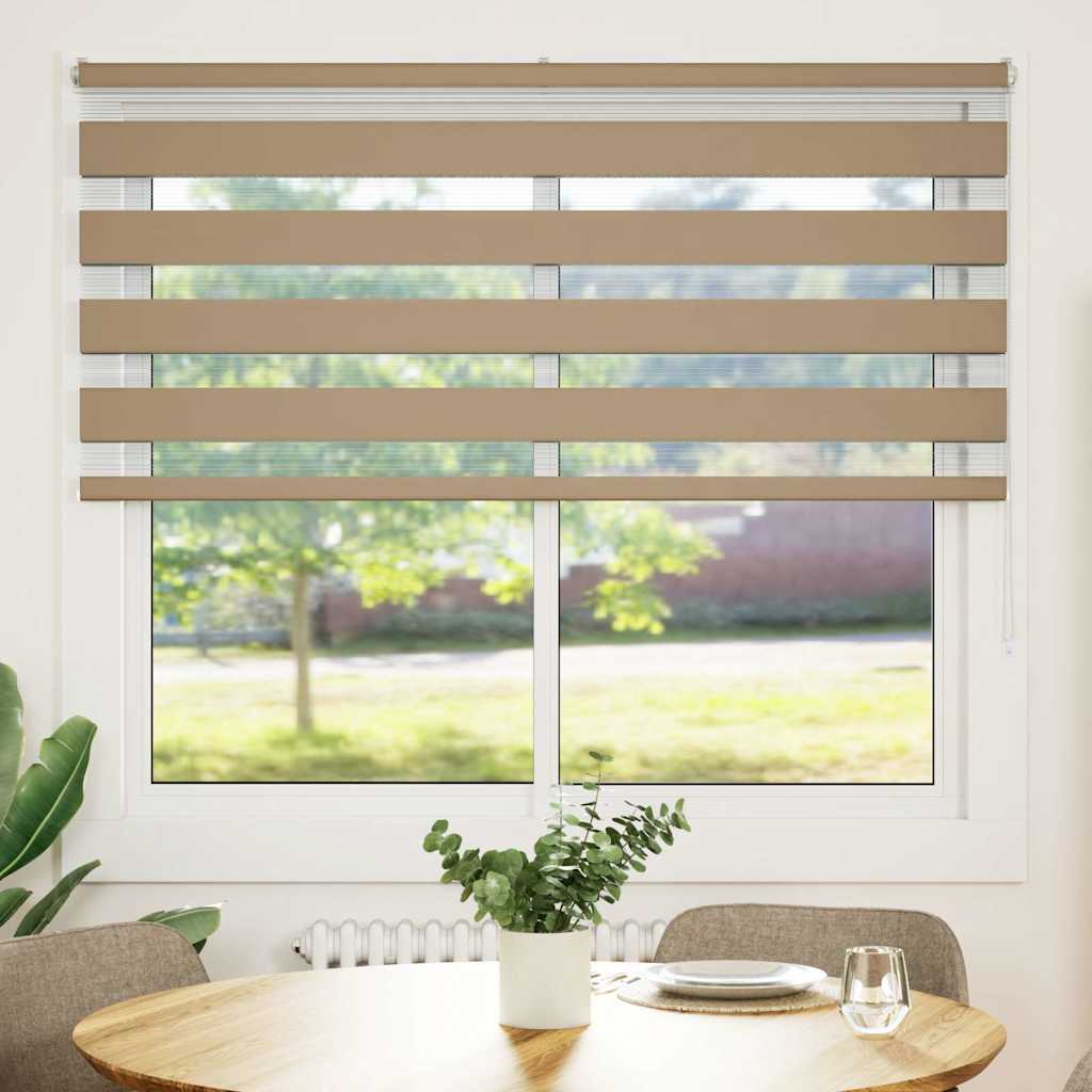 Double Roller Blind Sand Brown 160x100 cm Fabric Width 155.9 cm Polyester