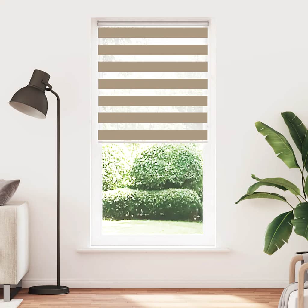 Store enrouleur double marron sable 115x200 cm largeur de tissu 110,9 cm polyester