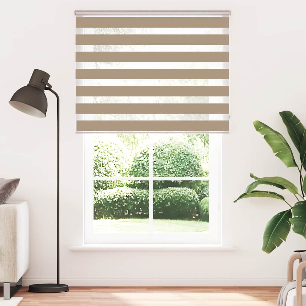 Store enrouleur double marron sable 140x200 cm largeur du tissu 135,9 cm polyester