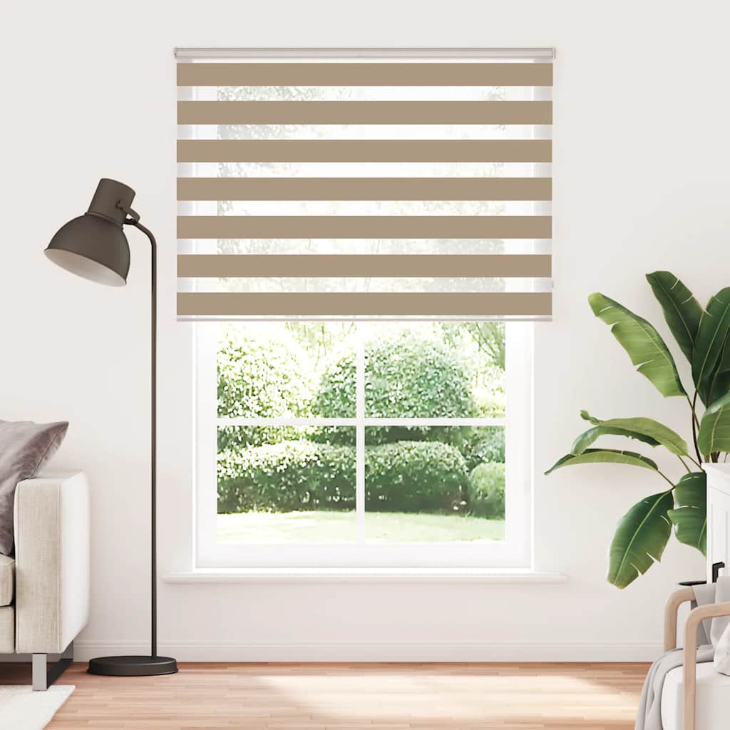 Store enrouleur double marron sable 155x200 cm largeur de tissu 150,9 cm polyester