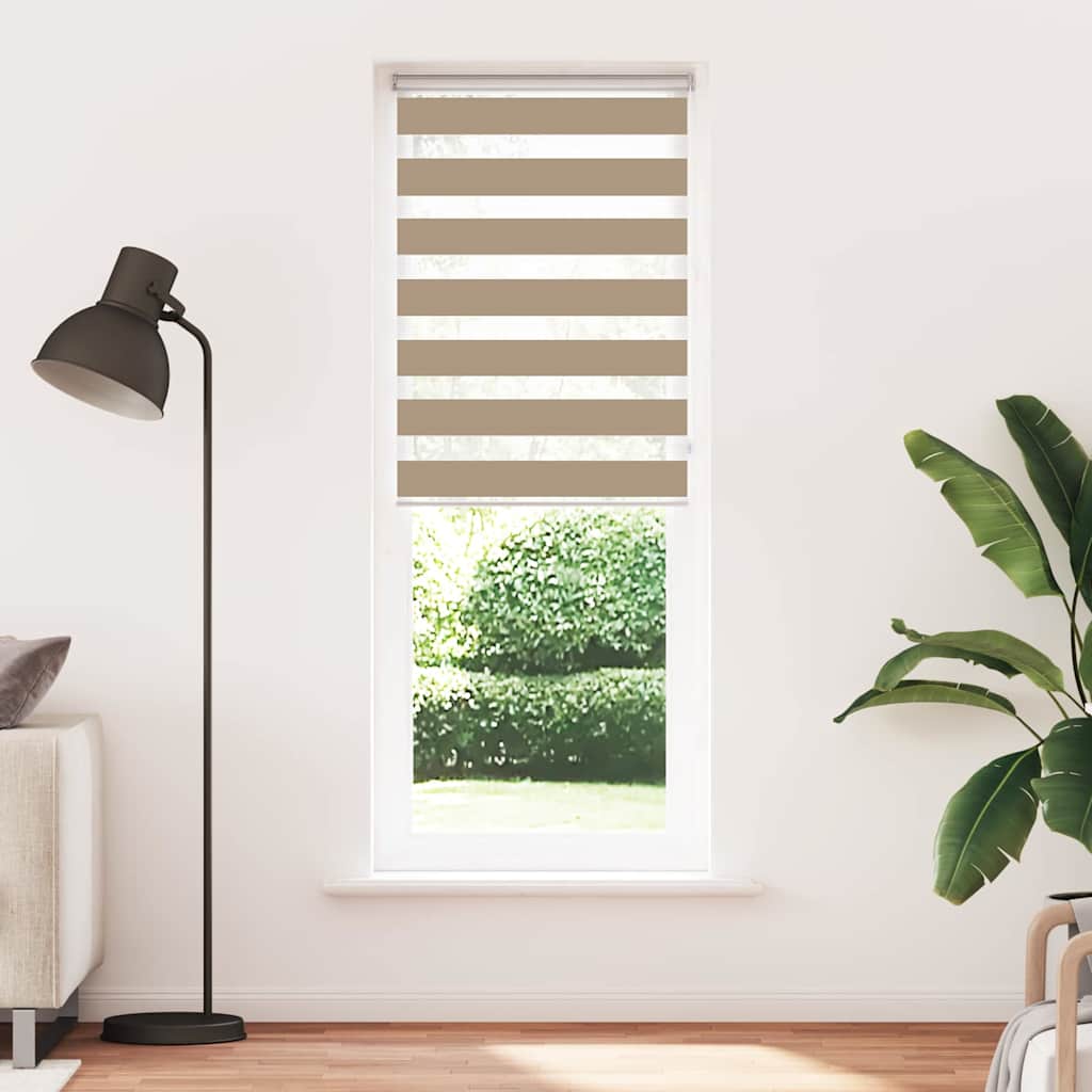 Store enrouleur double marron sable 70x230 cm largeur de tissu 65,9 cm polyester