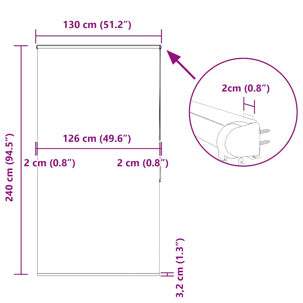 Store de douche à cassette 130x240 cm largeur tissu 126 cm