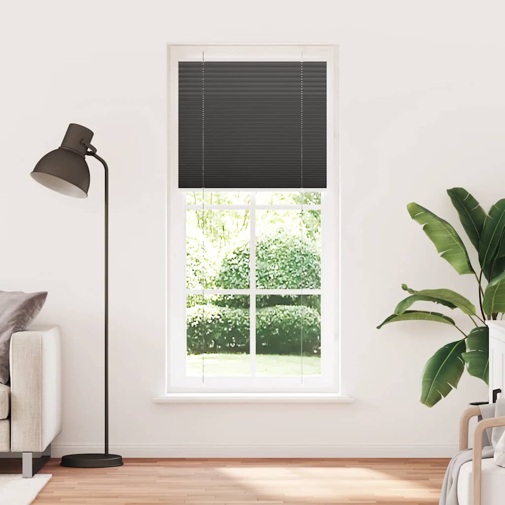 Store plissé noir 85x200 cm largeur du tissu 84,4 cm polyester