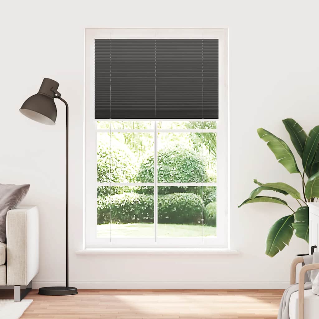 Black Pleated Blind 115x200 cm Fabric Width 114.4 cm Polyester