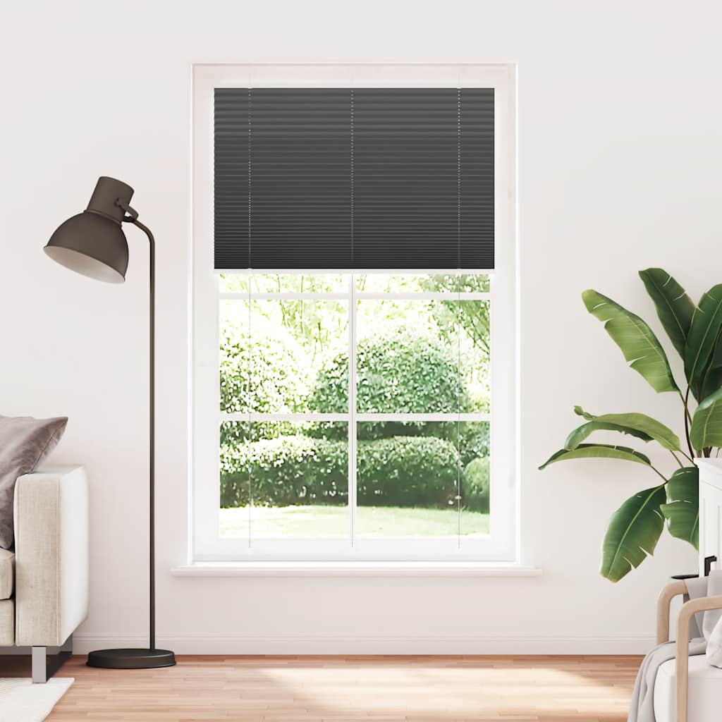 Pleated blind, black, 120x200 cm, fabric width 119.4 cm, polyester