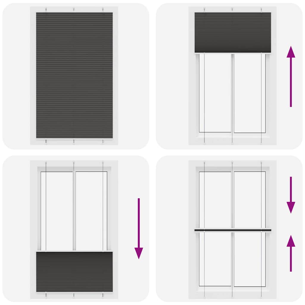 Pleated blind, black, 120x200 cm, fabric width 119.4 cm, polyester