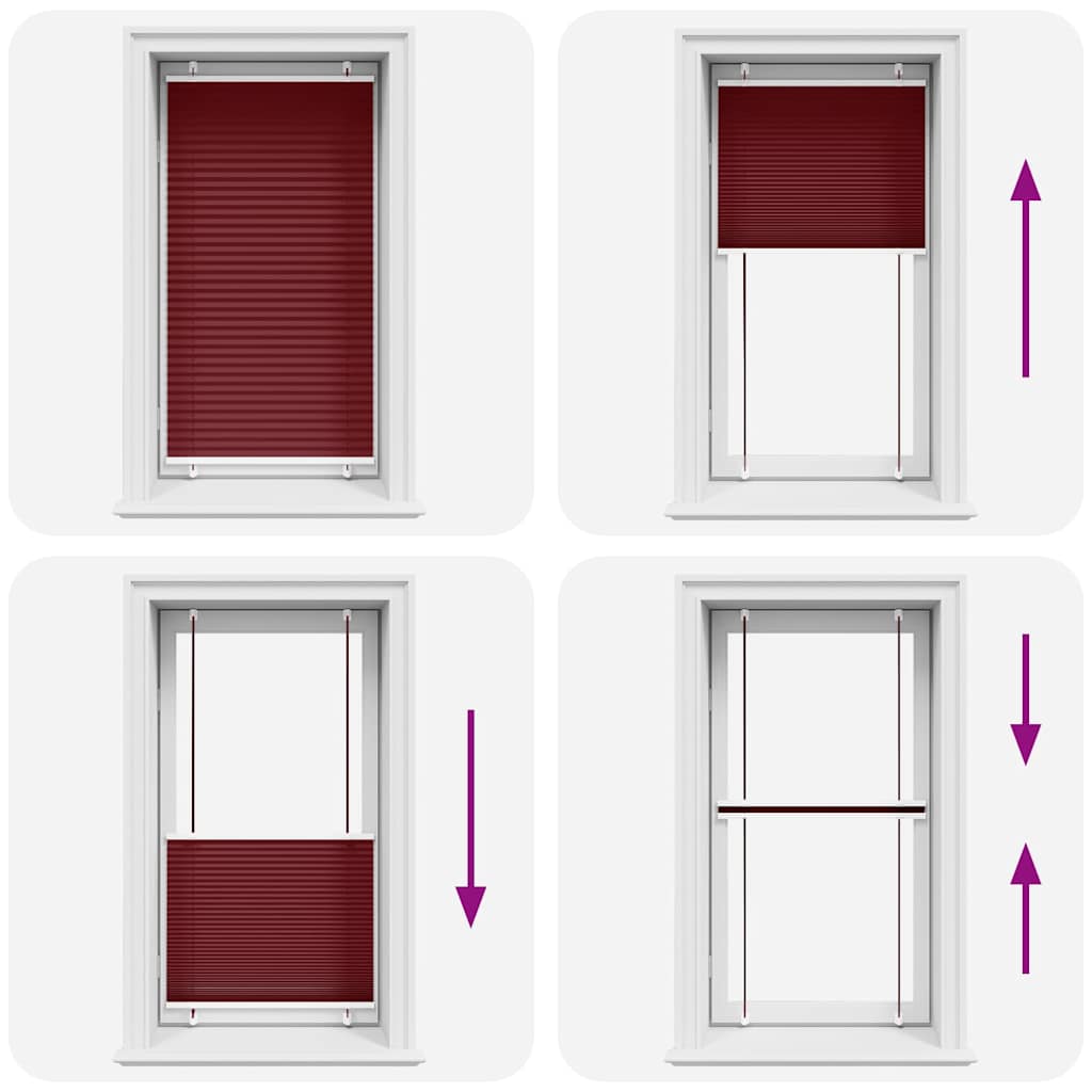 Pleated blind Bordeaux Red 75x100 cm Fabric width 74.4 cm Polyester