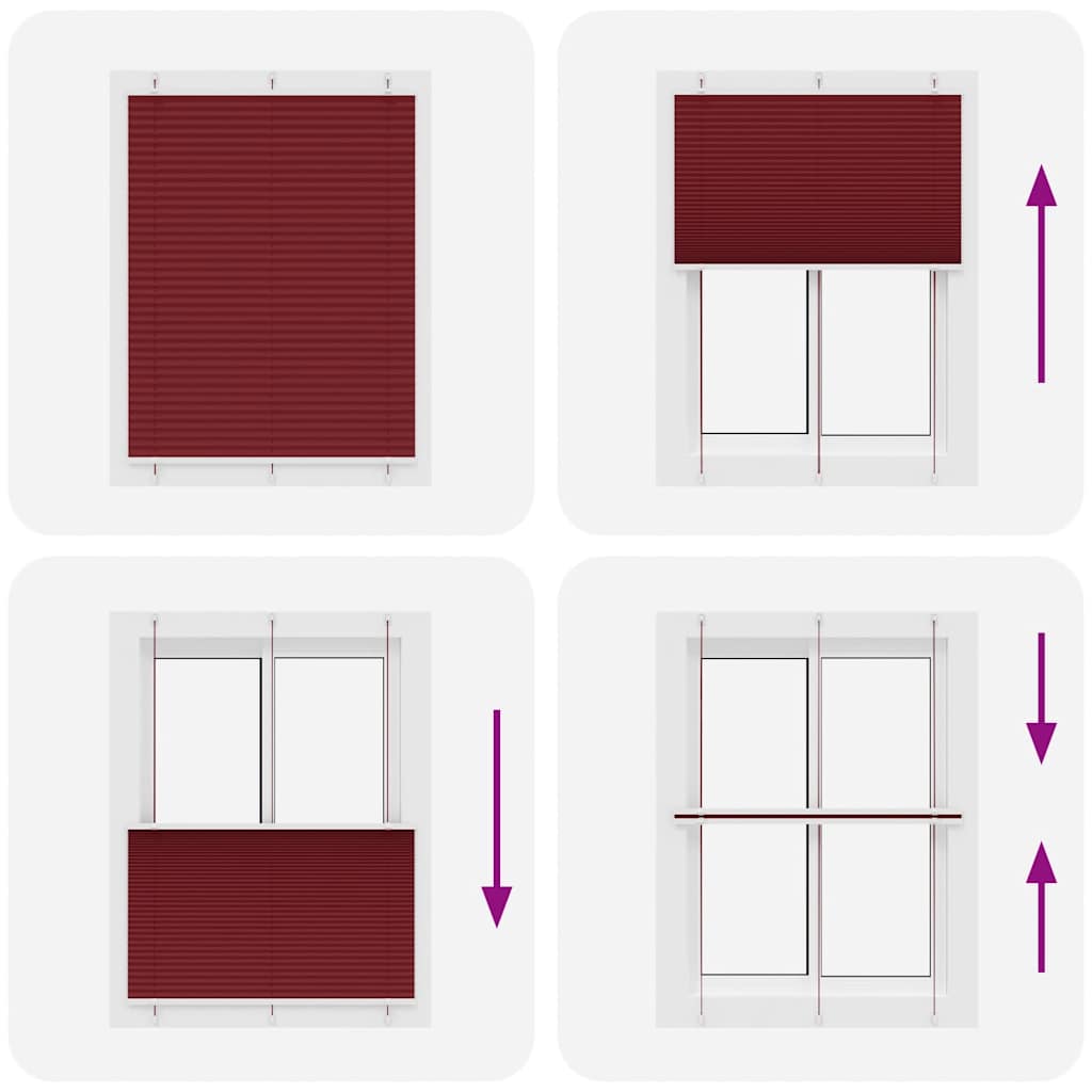 Pleated blind bordeaux red 110x100 cm fabric width 109.4 cm polyester