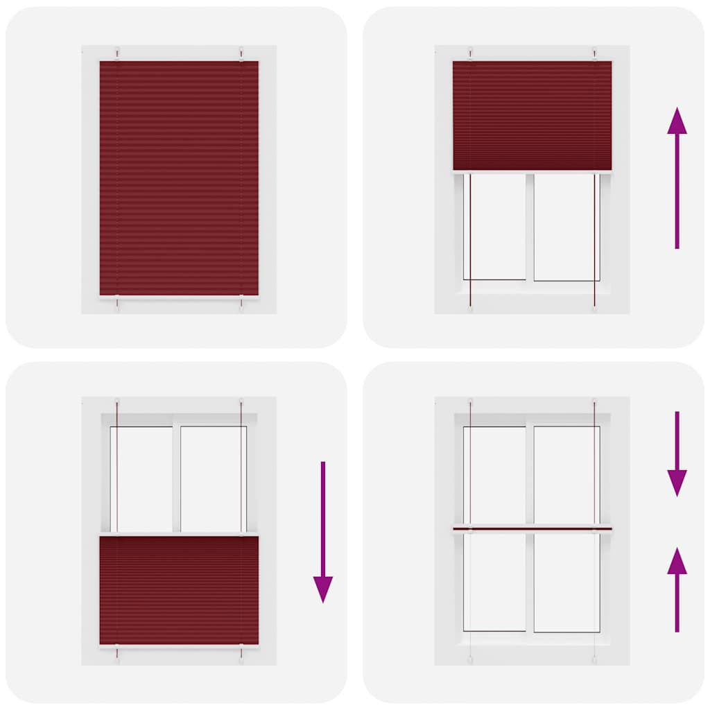 Store plissé Rouge Bordeaux 95x150 cm Largeur du tissu 94,4 cm Polyester