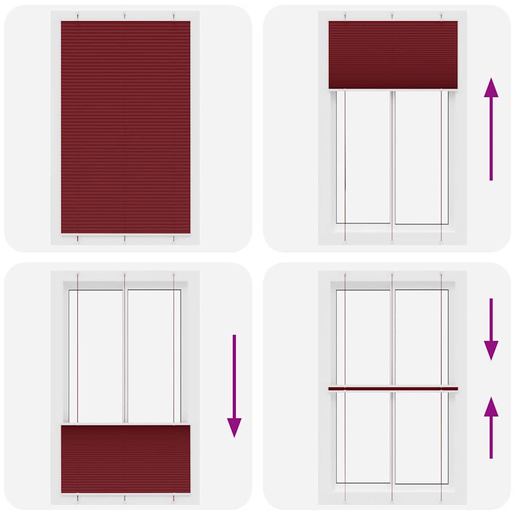 Store plissé rouge bordeaux 120x200 cm largeur tissu 119,4 cm polyester