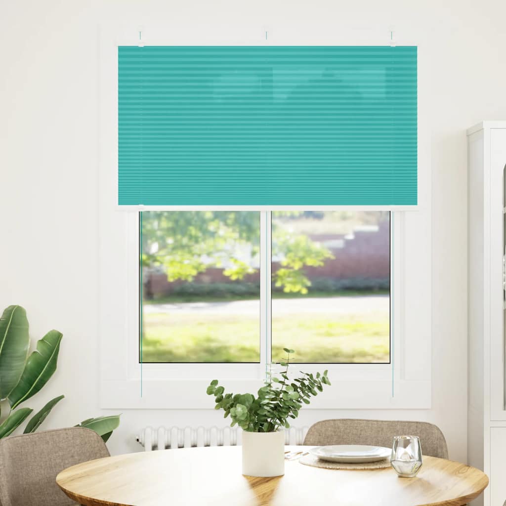 Store plissé vert pétrole 105x100 cm largeur tissu 104,4 cm polyester
