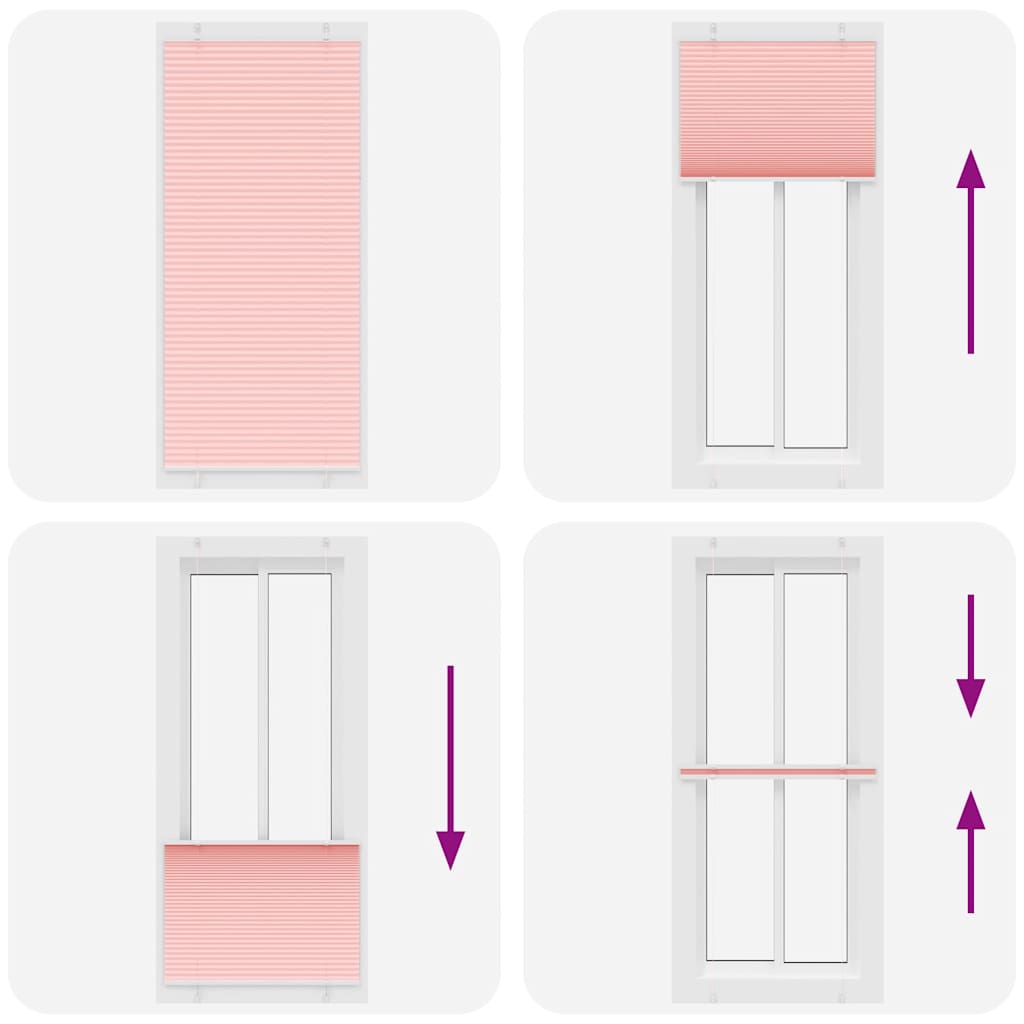 Store plissé rose 90x200 cm, largeur de tissu 89,4 cm, polyester