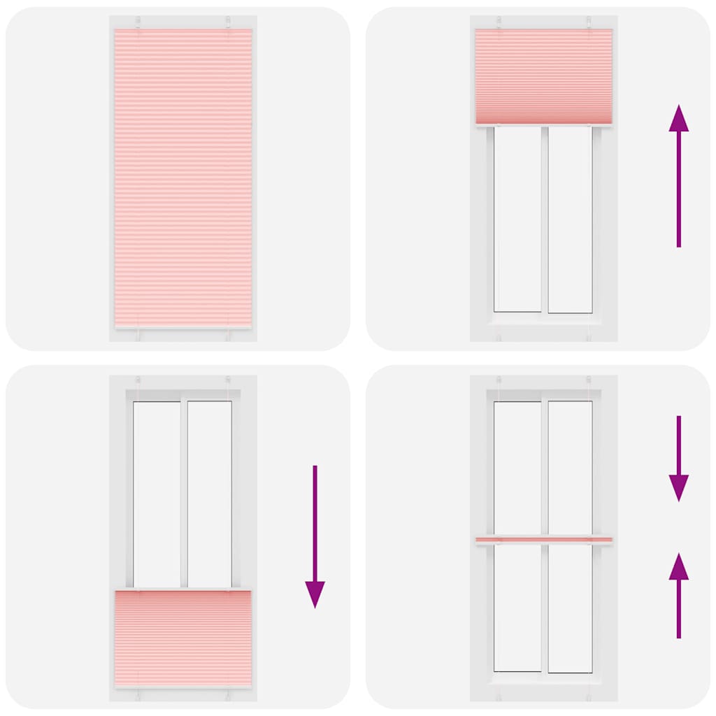Store plissé rose 100x200 cm Largeur tissu 99,4 cm Polyester