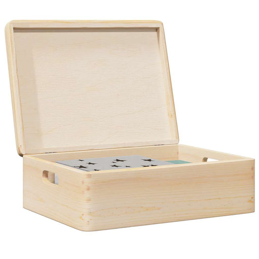 Wooden box with lid and handles 40x30x13 cm Solid pine wood