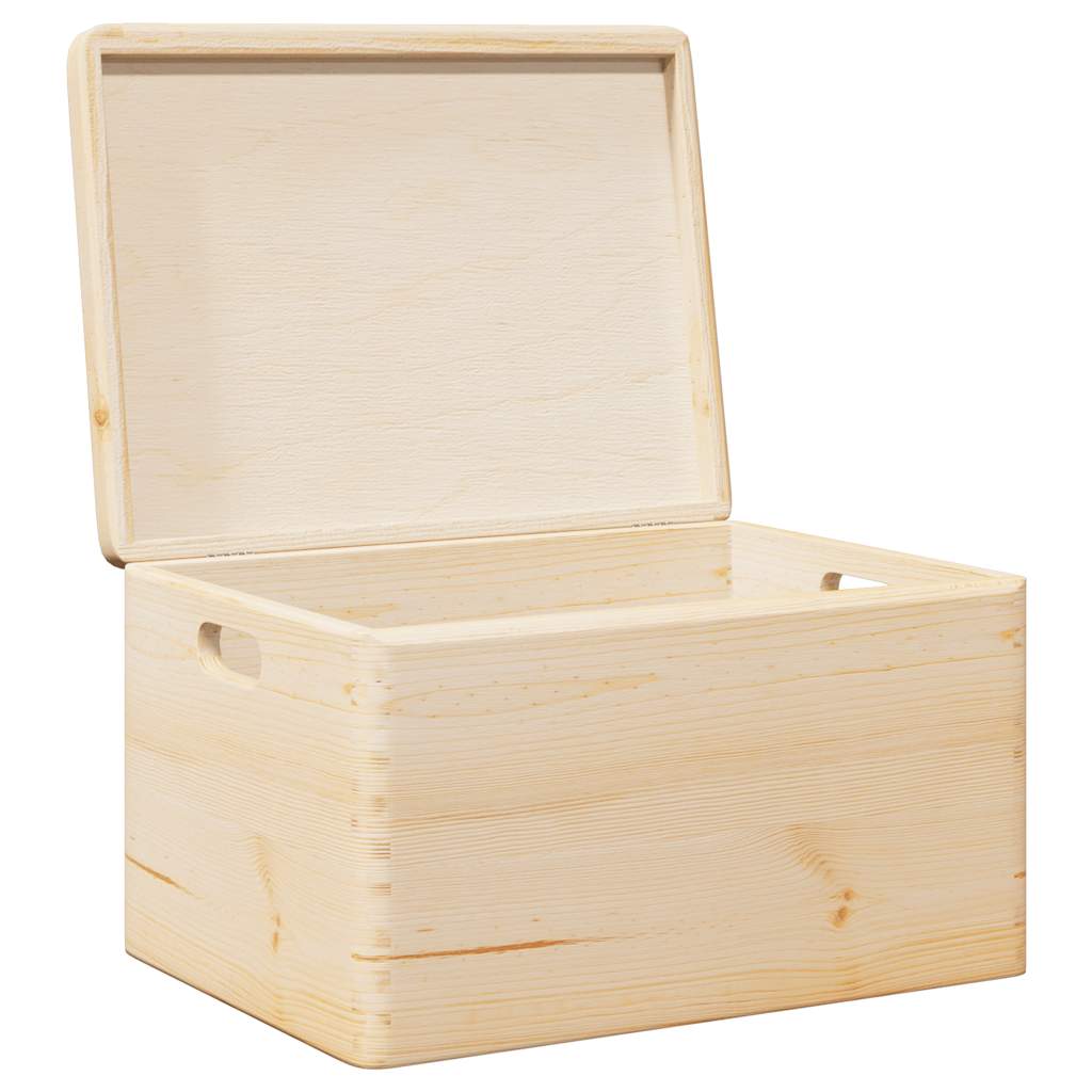 Wooden box with lid and handles 40x30x23 cm solid pine