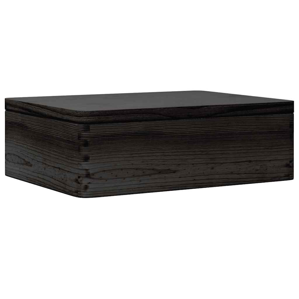 Boîte en bois avec couvercle noir 40x30x13 cm en pin massif