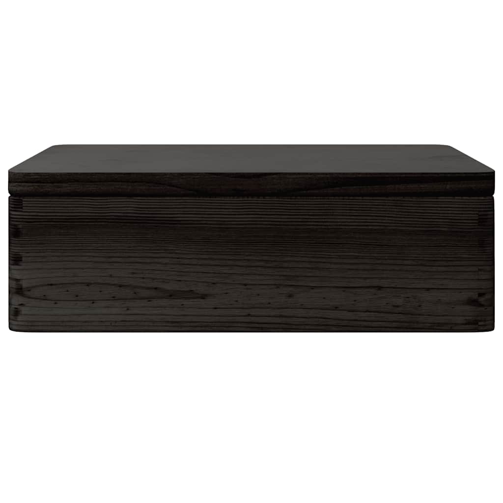 Boîte en bois avec couvercle noir 40x30x13 cm en pin massif