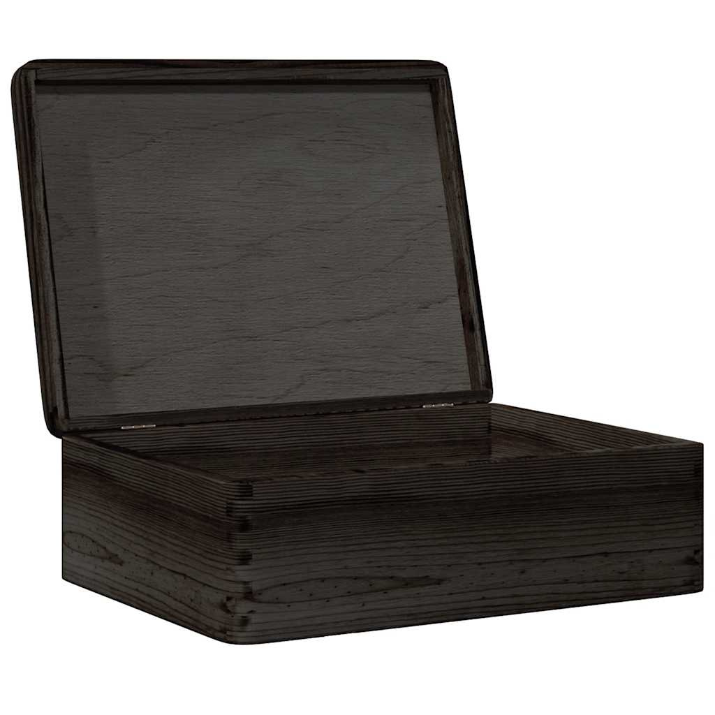 Boîte en bois avec couvercle noir 40x30x13 cm en pin massif